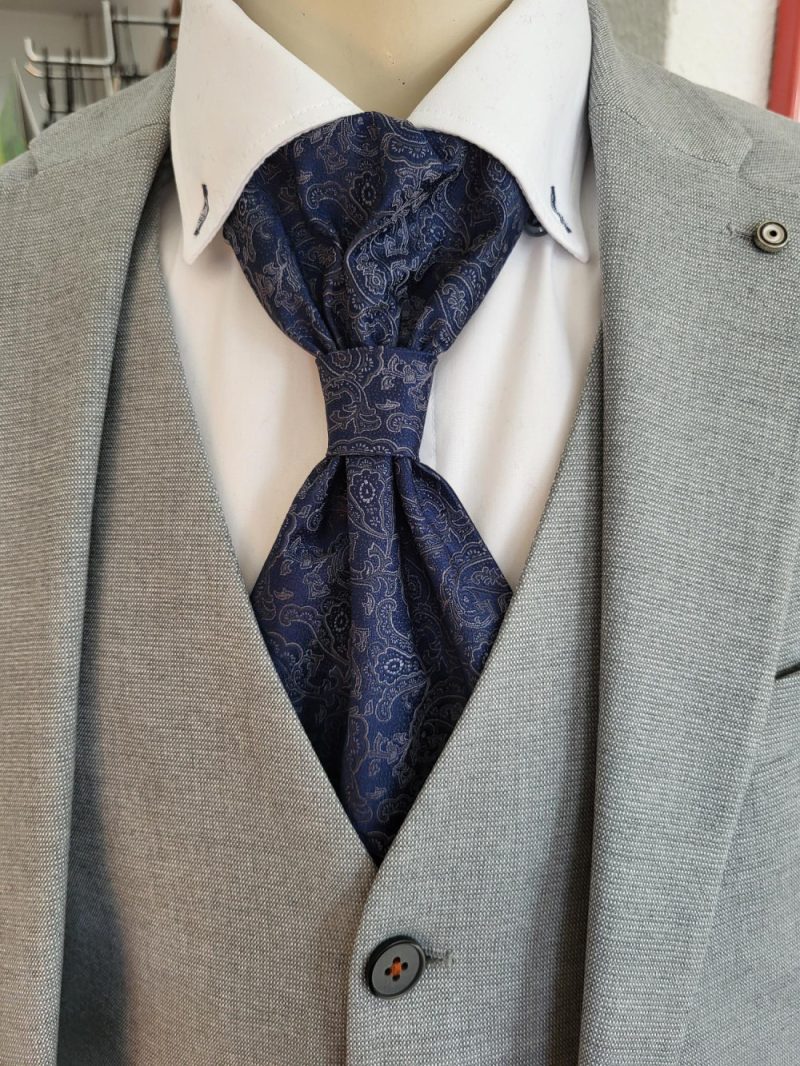 KRAVATA ASCOT ALEKSEJ MODRA 423 POROČNA