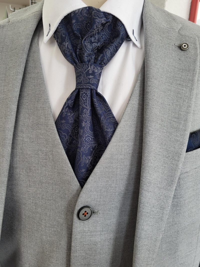 KRAVATA ASCOT ALEKSEJ MODRA 423 POROČNA